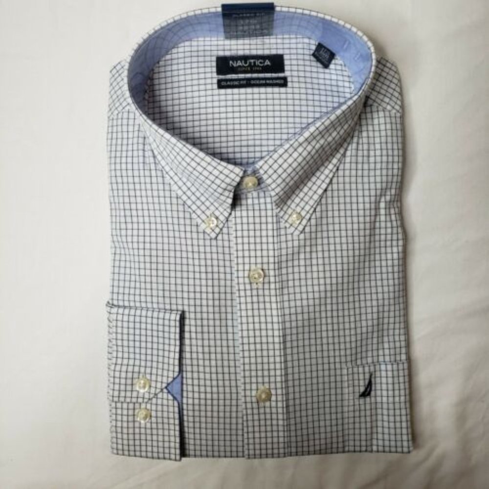 Nautica Classic Fit Ocean Washed Button Down 32/33
